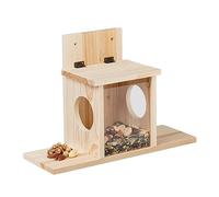 Relaxdays Mangeoire pour écureuils, Distributeur de Nourriture, Bois, 2 entrées, Suspendre, Place sur Les côtés, Nature