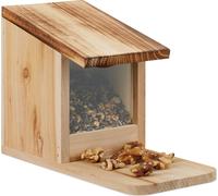 Relaxdays Mangeoire pour écureuils, en Bois, Toit ouvrant, spacieuse, H x L x P : 17,5 x 12 x 25 cm, Nature