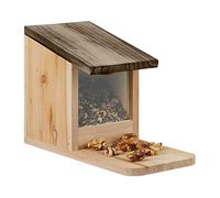 Relaxdays Mangeoire pour écureuils, en Bois, Toit ouvrant, H x L x P : 17,5 x 12 x 25 cm, Nature et Marron