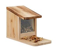 Relaxdays Mangeoire pour écureuils, en Bois, Toit ouvrant, spacieuse, H x L x P : 17,5 x 12 x 25 cm, Nature