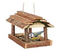 relaxdays Mangeoire pour oiseaux avec écorce