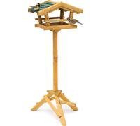 Relaxdays Cabane à oiseaux avec pied Support Décoration de jardin Mangeoire en bois Déco H x l x P: 100 x 37 x 43 cm, avec toit vert, 43x37x100 cm