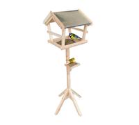 Relaxdays Mangeoire pour oiseaux avec support, toit étanche, jardin, balcon et terrasse, nichoir, bois de sapin, naturel