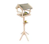 Relaxdays Mangeoire pour Oiseaux avec Support, Toit étanche, Jardin, Balcon et terrasse, nichoir, Bois de Sapin, Naturel