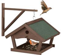 relaxdays Mangeoire pour oiseaux brune à fixer au mur