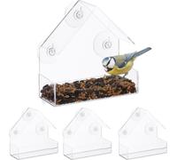 relaxdays Mangeoire pour oiseaux de fenêtre, lot de 4