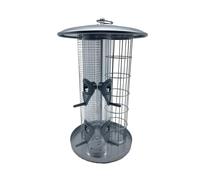 Relaxdays Mangeoire pour Oiseaux, Distributeur 3 en 1 pour graines, Boules de Graisse et cacahuètes, Fer, Argent