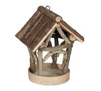 Relaxdays Mangeoire pour oiseaux en bois à suspendre Jardin Distributeur de graines pour oiseaux Outdoor