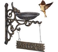 relaxdays Mangeoire pour oiseaux en fonte Welcome