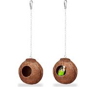 relaxdays Mangeoire pour oiseaux noix de coco, lot de 2