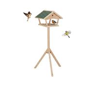 Relaxdays Mangeoire pour Oiseaux sur Pied, 137 cm de Hauteur, Toit imperméable, Jardin et Balcon, Bois de Sapin, Naturel