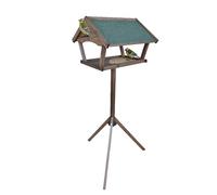 Relaxdays Mangeoire pour Oiseaux sur Pied, 137 cm, Toit imperméable, Jardin et Balcon, Bois de Sapin, Marron