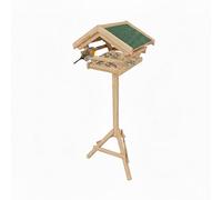 Relaxdays Mangeoire pour Oiseaux sur Pied, Toit en Asphalte, Jardin, Balcon et terrasse, nichoir, Bois de Sapin, Naturel