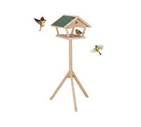 Relaxdays Mangeoire pour Oiseaux sur Pied, 137 cm de Hauteur, Toit imperméable, Jardin et Balcon, Bois de Sapin, Naturel