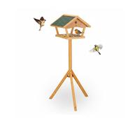 Relaxdays Mangeoire pour Oiseaux sur Pied, Hauteur 137 cm, Toit imperméable, Jardin et Balcon, nichoir, Bois, Orange