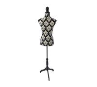 Relaxdays Mannequin Couture Femme réglable 130-167 cm, Buste en Bois Noir/Blanc, 167x41x34 cm