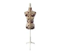 Relaxdays Mannequin Couture Femme réglable, Motif Paris, Pied Bois, 130-167 cm, Multicolore