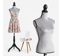 Relaxdays Mannequin de Couture Femme, Taille 36/38, Gris Clair/Noir