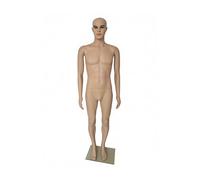 Relaxdays Mannequin de vitrine Masculin 185 cm, Bras/tête Mobiles, Support en Verre, Beige, 185 x 42 x 30 cm