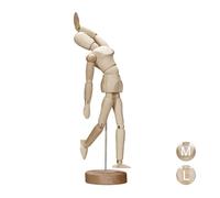 Relaxdays 10026737_112 Mannequin en Bois articulé,Modèle de Dessin pour Artistes avec Support, 15 cm de Haut Naturel, métal, Marron, 15 x 4,4 x 3 cm