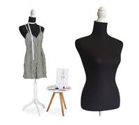 Mannequin de Couture Relaxdays, Femme, Taille 36/38, réglable 160-175 cm, Socle en Bois, Noir