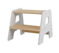 Marchepied Relaxdays pour enfants, 2 marches, 50 kg, forme en A, antidérapant, H x L x P: 33 x 40 x 35 cm, blanc/naturel