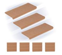 Relaxdays Marchette d'escalier rectangulaire, Auto-adhésive, lot Pratique de 15, L x P : 65 x 24 cm, Beige