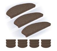 Relaxdays Marchette d'escalier semicirculaire, Auto-adhésive, lot Pratique de 15, L x P : env. 65 x 24 cm, Marron foncé