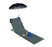 Relaxdays Matelas, Litière de Plage rembourré XXL avec Un Parasol, réglable, Poche, Portable, Anthrazit, Anthracite