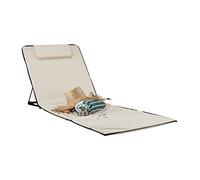 Relaxdays Matelas de plage XXL rembourré dossier L x P : 60 x 195 cm pliable sac de transport oreiller, beige