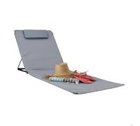 Relaxdays Matelas de plage XXL rembourré dossier L x P : 60 x 195 cm pliable sac de transport oreiller , gris