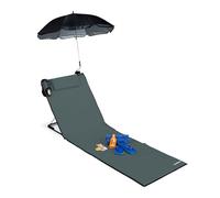 Relaxdays Matelas, Litière de Plage rembourré XXL avec Un Parasol, réglable, Poche, Portable, Anthrazit, Anthracite