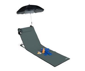 Relaxdays Matelas, Litière de Plage rembourré XXL avec Un Parasol, réglable, Poche, Portable, Anthrazit, Anthracite