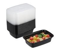 Relaxdays Meal Prep Container en Lot de 24, 1 Compartiment, Boite adaptée au Micro-Ondes, réutilisable, Plastique, Noir