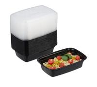 Relaxdays Meal Prep Container en Lot de 24, 1 Compartiment, Boite adaptée au Micro-Ondes, réutilisable, Plastique, Noir