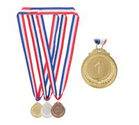 Relaxdays Médailles pour Enfants, Lot de 3, D : 5 cm, avec Ruban, 1re, 2e, 3e Place, Sport, métal, Or, Argent, Bronze