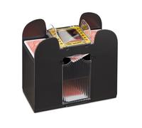 Relaxdays Mélangeur de Cartes, 6 Jeux, Automatique, Cartes jusqu'à 91 mm, Appareil à mélanger Carte, Plastique, Noir