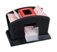 Relaxdays, mélangeur de cartes noir électrique, cuir, 4 jeux de cartes, mélangeur automatique de cartes pour mélanger les cartes, standard