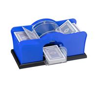 Relaxdays Mélangeur de cartes jusqu’à 91 mm, mixeur manuel, pour 2 jeux, avec manivelle, plastique, bleu