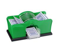 Relaxdays Mélangeur de cartes, jusqu’à 91 mm, mixeur manuel, pour 2 jeux, avec manivelle, pour le poker, plastique, vert