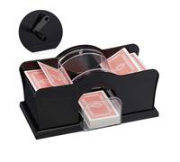 Relaxdays Mélangeur de cartes, manuel, 2 jeux, avec manivelle, pour cartes à jouer jusqu’à 91 mm, plastique, noir