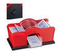 Relaxdays Mélangeur de cartes, manuel, 2 jeux, avec manivelle, pour cartes à jouer jusqu’à 91 mm, plastique, rouge/noir