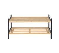 Relaxdays Meuble à Chaussures, 2 tablettes spacieuses, Design Moderne, H x L x P : env. 33 x 70 x 26 cm, Nature et Noir