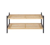 Relaxdays Meuble à Chaussures, 2 tablettes spacieuses, Design Moderne, H x L x P : env. 33 x 70 x 26 cm, Nature et Noir