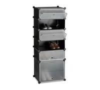 Relaxdays Meuble chaussures étagère 6 casiers système plug-in portes armoire rangement HxlxP: 52 x 37 x 9 cm, noir