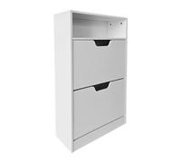 Relaxdays Armoire à Chaussures Moderne, étroite, 8 Paires, 102x60x24 cm, Blanc