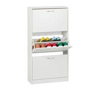 Relaxdays Meuble à Chaussures, HLP : 116x60x24 cm, pour 18 Paires, Armoire étroite, mécanisme de Bascule, entrée, Blanc