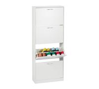 Relaxdays Meuble à Chaussures, HLP : 152x60x24 cm, pour 24 Paires, Armoire étroite, mécanisme de Bascule, entrée, Blanc