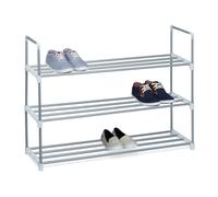 Relaxdays Meuble à chaussures en métal HxlxP: 70 x 90 x 31 cm rangement pour chaussure avec 3 étages pour 12 paires, Argent