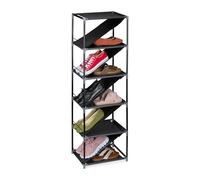 Relaxdays Meuble à Chaussures, Gris et Noir | compact, pour jusqu'à 11 paires, H x L x P : 121 x 38 x 30 cm